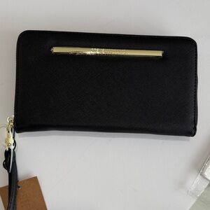 Steve Madden Black Wallet with Gold Accent